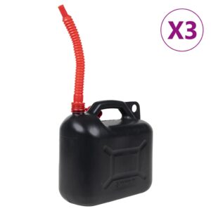 Fuel Can with Flexible Spout 3 pcs Black 10 L Plastic