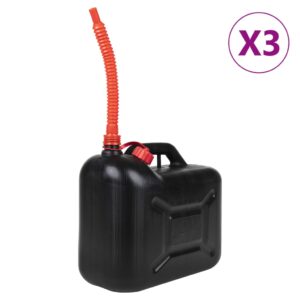 Fuel Can with Flexible Spout 3 pcs Black 20 L Plastic