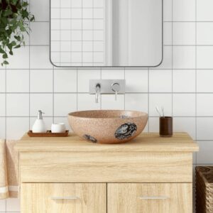 Countertop Basin Brown and Blue Round Î¦41x14 cm Ceramic