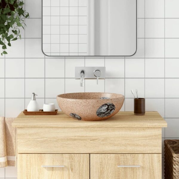 Countertop Basin Brown and Blue Round Î¦41x14 cm Ceramic