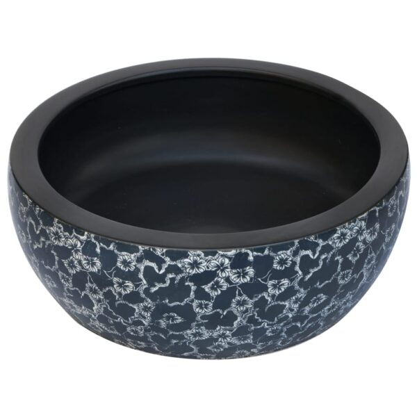 Countertop Basin Black and Blue Round Î¦41x14 cm Ceramic