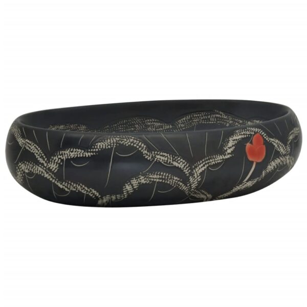 Countertop Basin Black Oval 59x40x15 cm Ceramic