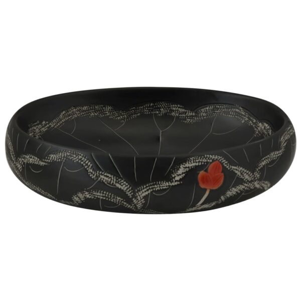 Countertop Basin Black Oval 59x40x15 cm Ceramic