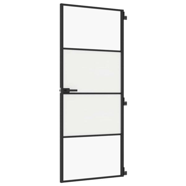 Interior Door Slim Black 83x201.5 cm Tempered Glass and Aluminium