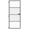 Interior Door Slim Black 83x201.5 cm Tempered Glass and Aluminium