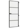 Interior Door Slim Black 83x201.5 cm Tempered Glass and Aluminium