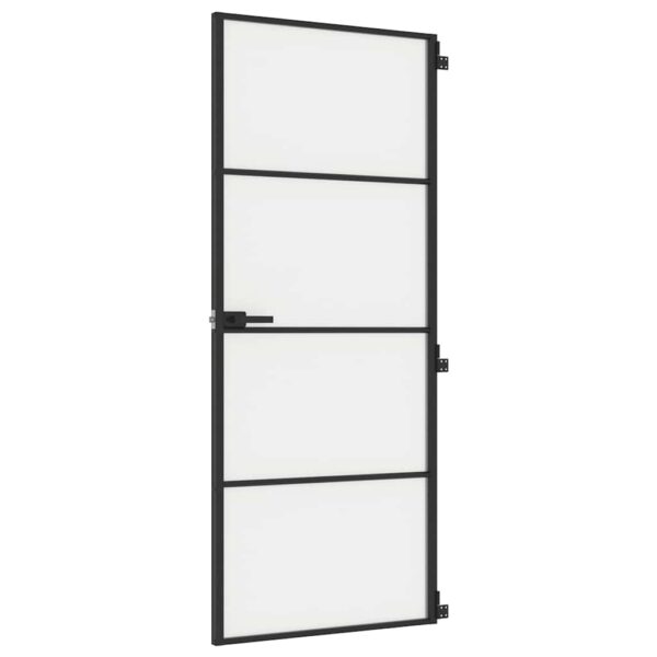 Interior Door Slim Black 83x201.5 cm Tempered Glass and Aluminium
