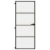 Interior Door Slim Black 83x201.5 cm Tempered Glass and Aluminium