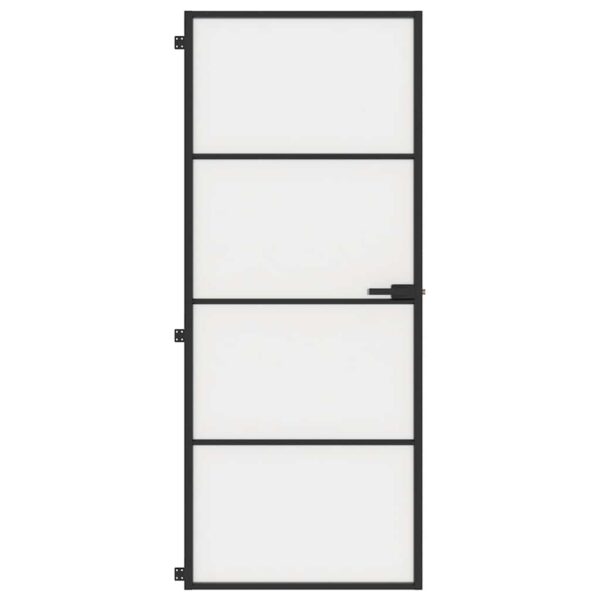 Interior Door Slim Black 83x201.5 cm Tempered Glass and Aluminium