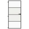 Interior Door Slim Black 93x201.5 cm Tempered Glass and Aluminium
