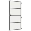 Interior Door Slim Black 93x201.5 cm Tempered Glass and Aluminium