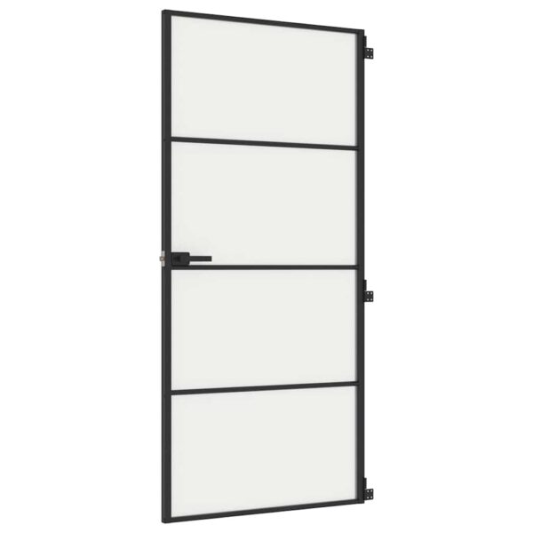 Interior Door Slim Black 93x201.5 cm Tempered Glass and Aluminium