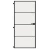 Interior Door Slim Black 93x201.5 cm Tempered Glass and Aluminium