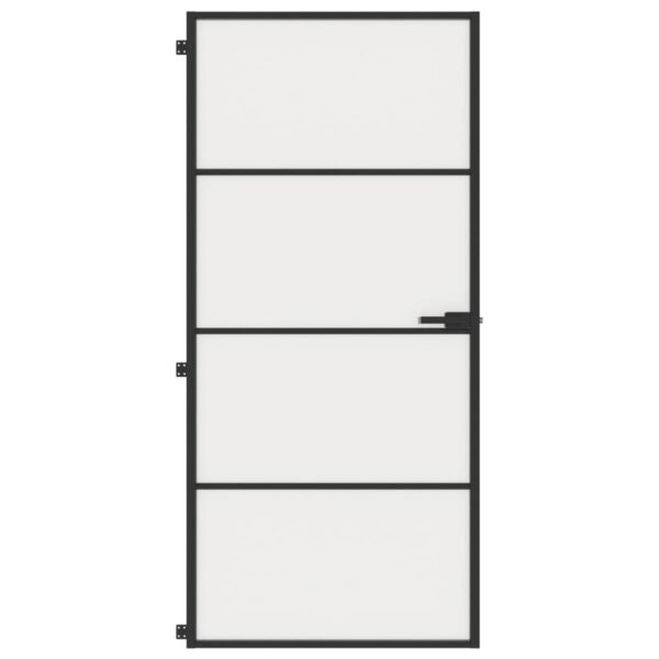 Interior Door Slim Black 93x201.5 cm Tempered Glass and Aluminium