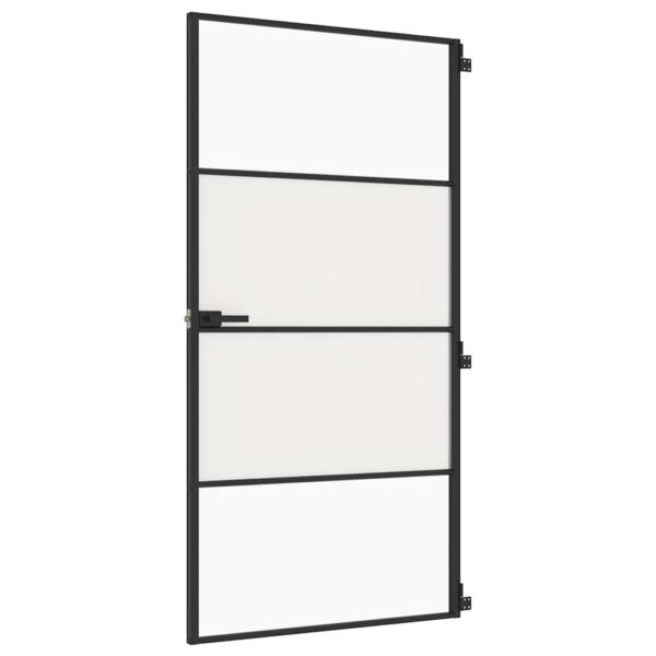 Interior Door Slim Black 102.5x201.5 cm Tempered Glass and Aluminium