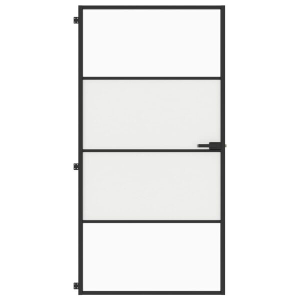 Interior Door Slim Black 102.5x201.5 cm Tempered Glass and Aluminium
