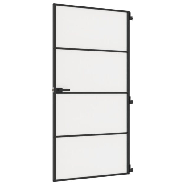 Interior Door Slim Black 102.5x201.5 cm Tempered Glass and Aluminium