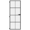 Interior Door Slim Black 76x201.5 cm Tempered Glass and Aluminium