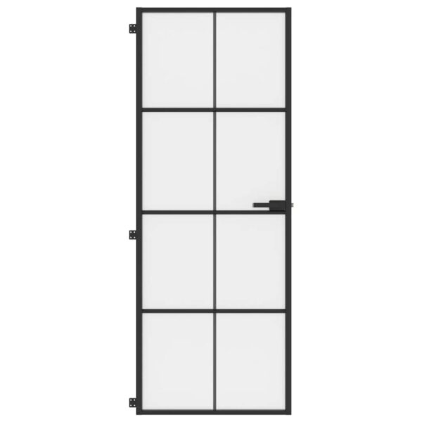 Interior Door Slim Black 76x201.5 cm Tempered Glass and Aluminium