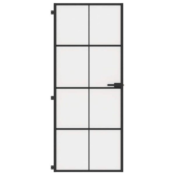 Interior Door Slim Black 83x201.5 cm Tempered Glass and Aluminium