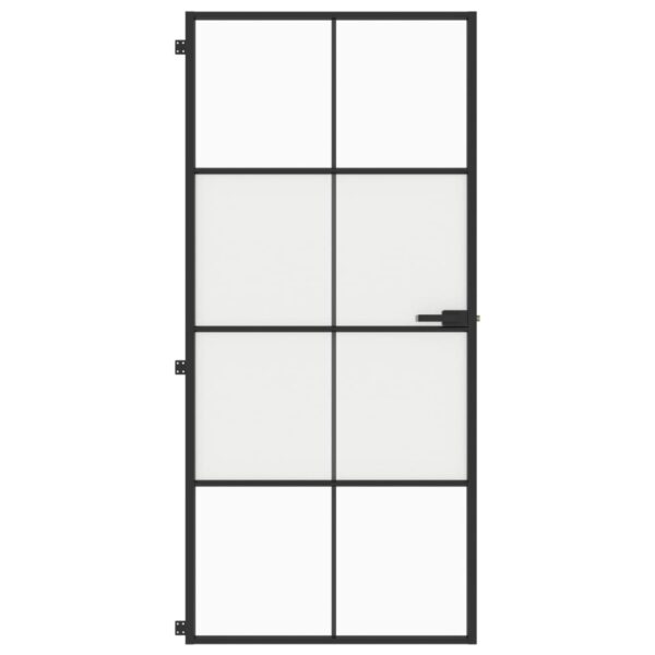 Interior Door Slim Black 93x201.5 cm Tempered Glass and Aluminium