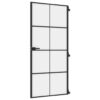Interior Door Slim Black 93x201.5 cm Tempered Glass and Aluminium