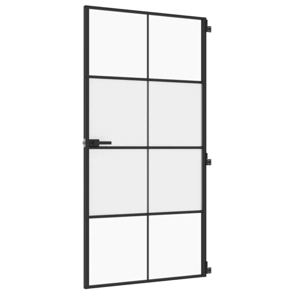 Interior Door Slim Black 102.5x201.5 cm Tempered Glass and Aluminium