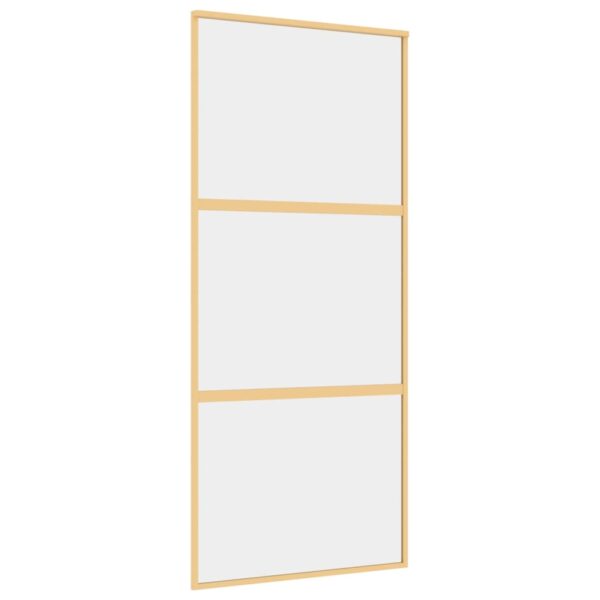 Sliding Door Gold 90x205 cm Clear ESG Glass and Aluminium