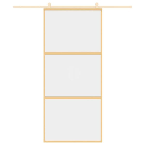 Sliding Door Gold 90x205 cm Clear ESG Glass and Aluminium
