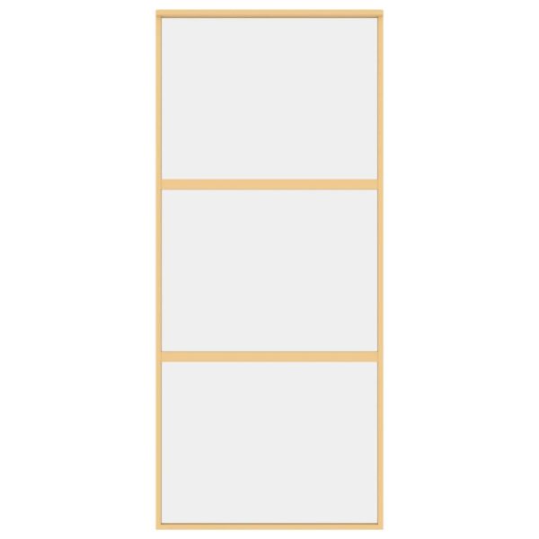 Sliding Door Gold 90x205 cm Clear ESG Glass and Aluminium