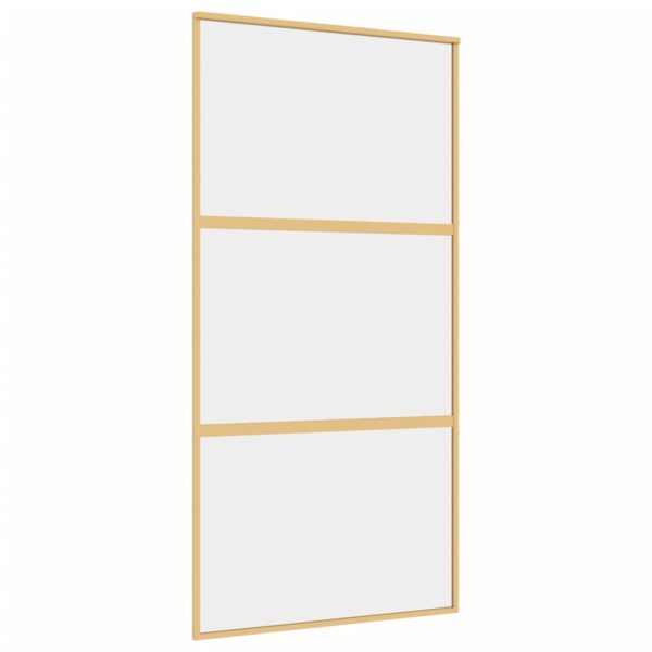 Sliding Door Gold 102.5x205 cm Clear ESG Glass and Aluminium