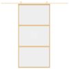 Sliding Door Gold 102.5x205 cm Clear ESG Glass and Aluminium