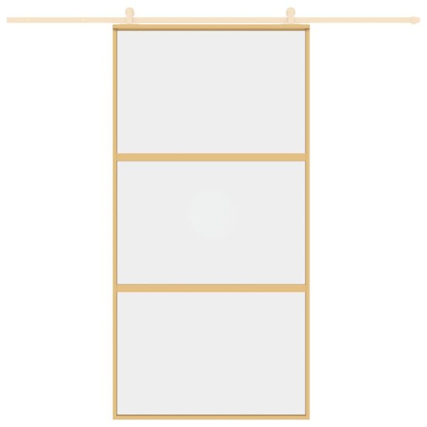Sliding Door Gold 102.5x205 cm Clear ESG Glass and Aluminium