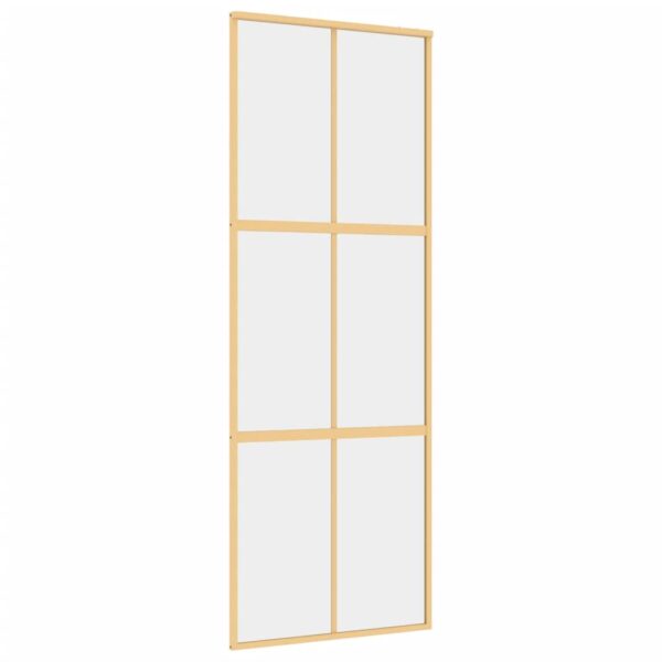 Sliding Door Gold 76x205 cm Clear ESG Glass and Aluminium