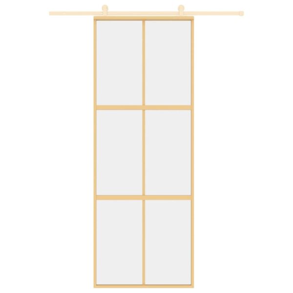 Sliding Door Gold 76x205 cm Clear ESG Glass and Aluminium