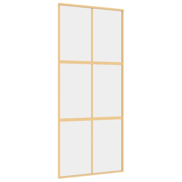 Sliding Door Gold 90x205 cm Clear ESG Glass and Aluminium