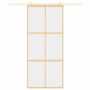 Sliding Door Gold 90x205 cm Clear ESG Glass and Aluminium