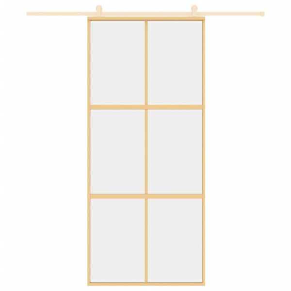 Sliding Door Gold 90x205 cm Clear ESG Glass and Aluminium