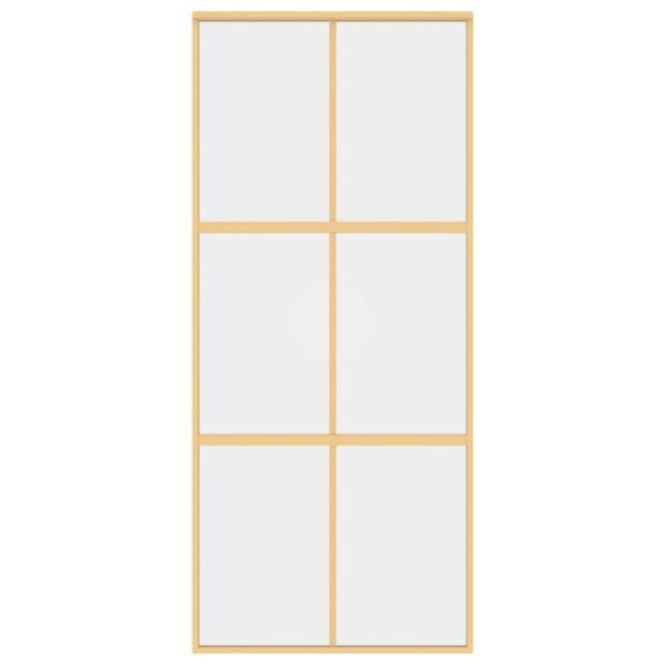 Sliding Door Gold 90x205 cm Clear ESG Glass and Aluminium