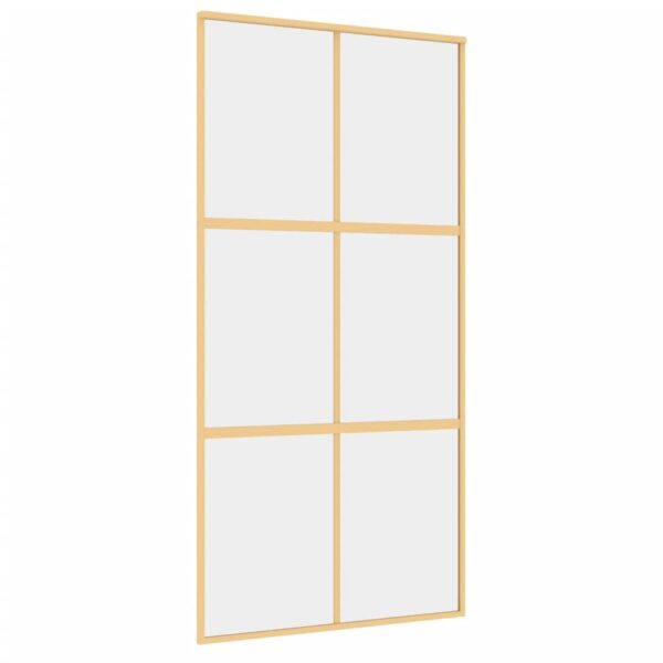 Sliding Door Gold 102.5x205 cm Clear ESG Glass and Aluminium