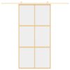 Sliding Door Gold 102.5x205 cm Clear ESG Glass and Aluminium