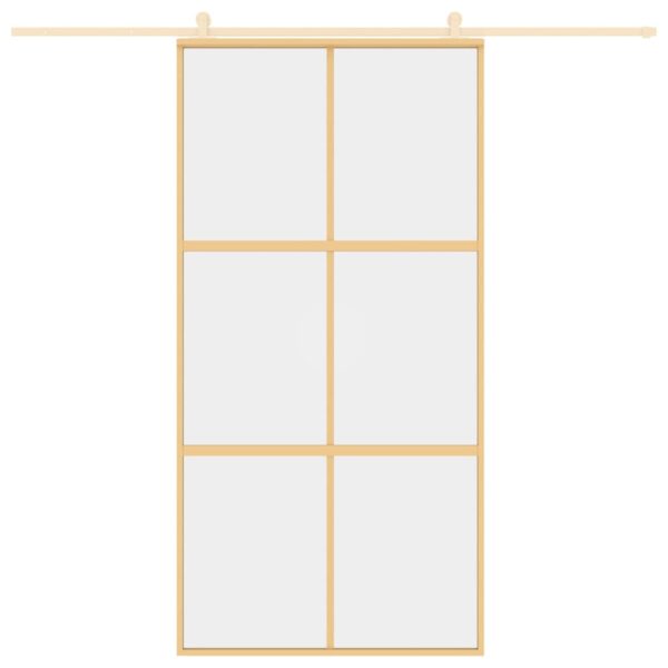 Sliding Door Gold 102.5x205 cm Clear ESG Glass and Aluminium