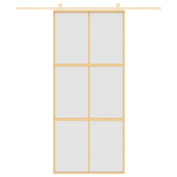 Sliding Door Gold 90x205 cm Frosted ESG Glass and Aluminium
