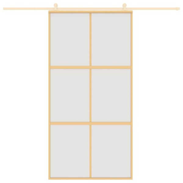 Sliding Door Gold 102.5x205 cm Frosted ESG Glass and Aluminium