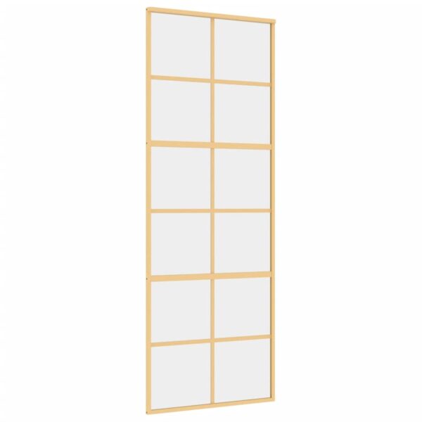 Sliding Door Gold 76x205 cm Clear ESG Glass and Aluminium