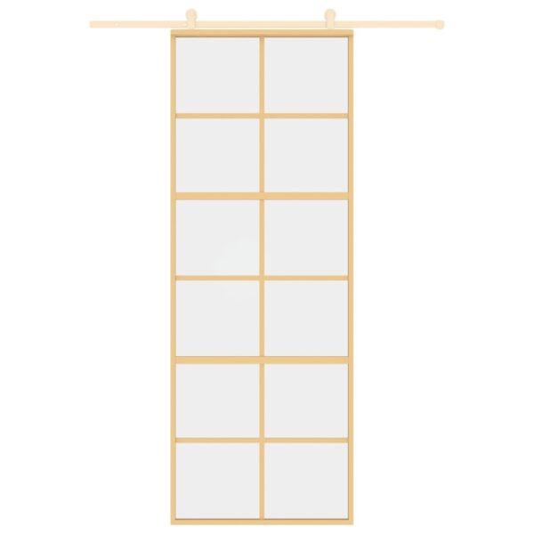 Sliding Door Gold 76x205 cm Clear ESG Glass and Aluminium