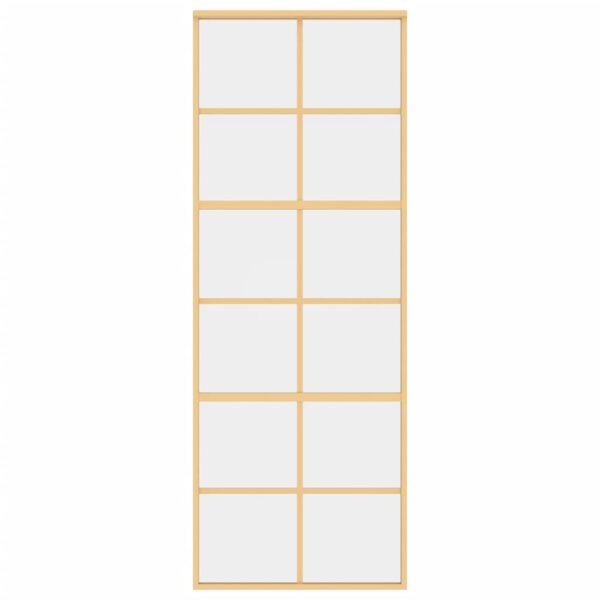 Sliding Door Gold 76x205 cm Clear ESG Glass and Aluminium