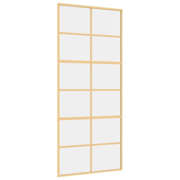 Sliding Door Gold 90x205 cm Clear ESG Glass and Aluminium