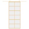 Sliding Door Gold 90x205 cm Clear ESG Glass and Aluminium