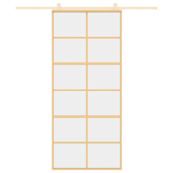 Sliding Door Gold 90x205 cm Clear ESG Glass and Aluminium